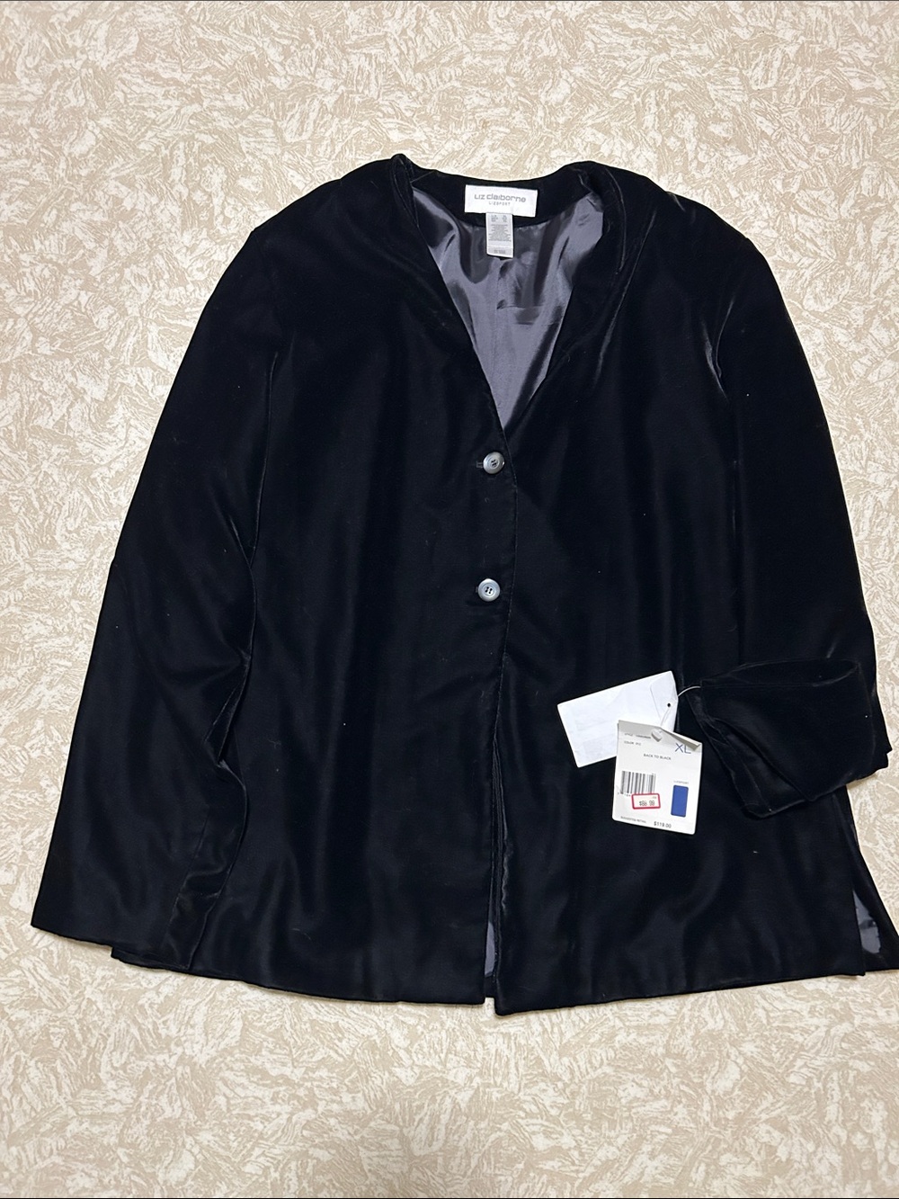 Liz Claiborne Black Velvet Single-Breasted Blazer